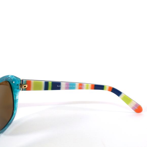 Kate Spade HILDE Oval Polarized Sunglasses - Olive Havana Turquoise/Brown - NWT - Picture 5 of 10